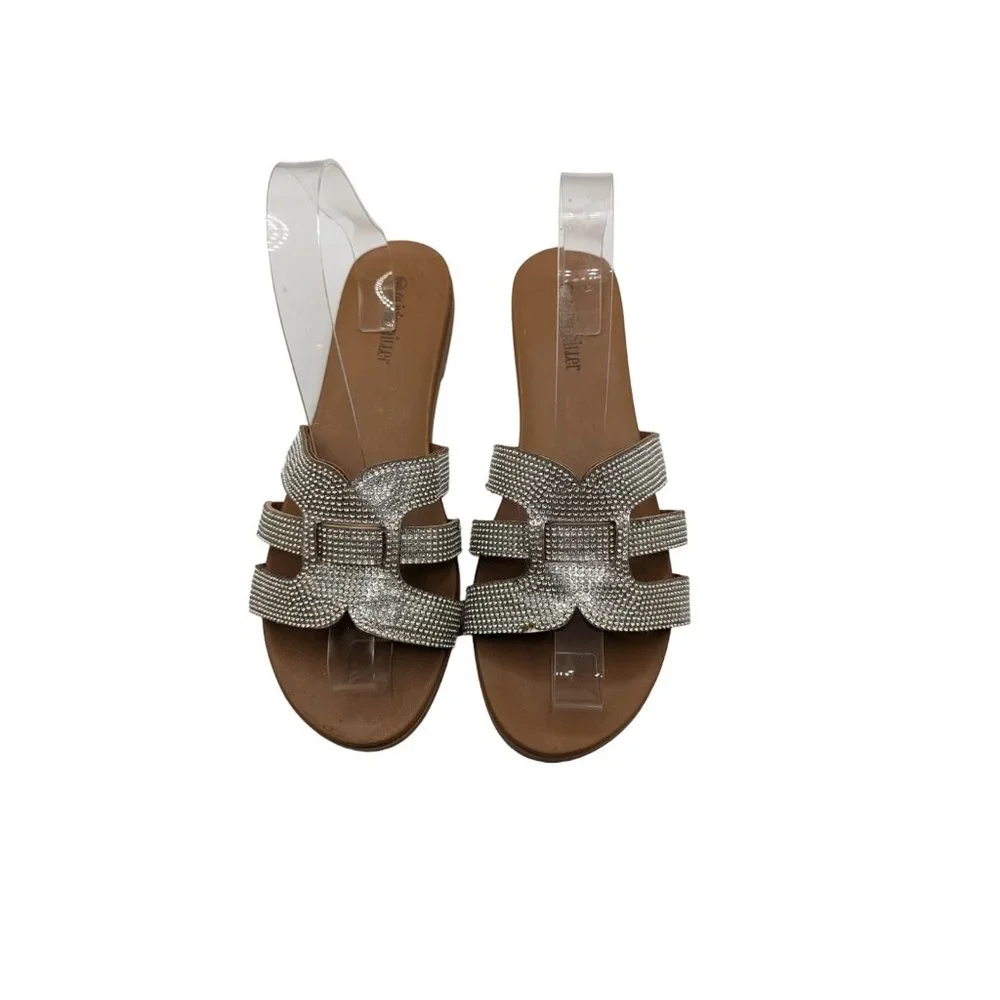Olivia Miller Womens 9 Saltspring Rhinestone Flat Sandals - Picture 4 of 9